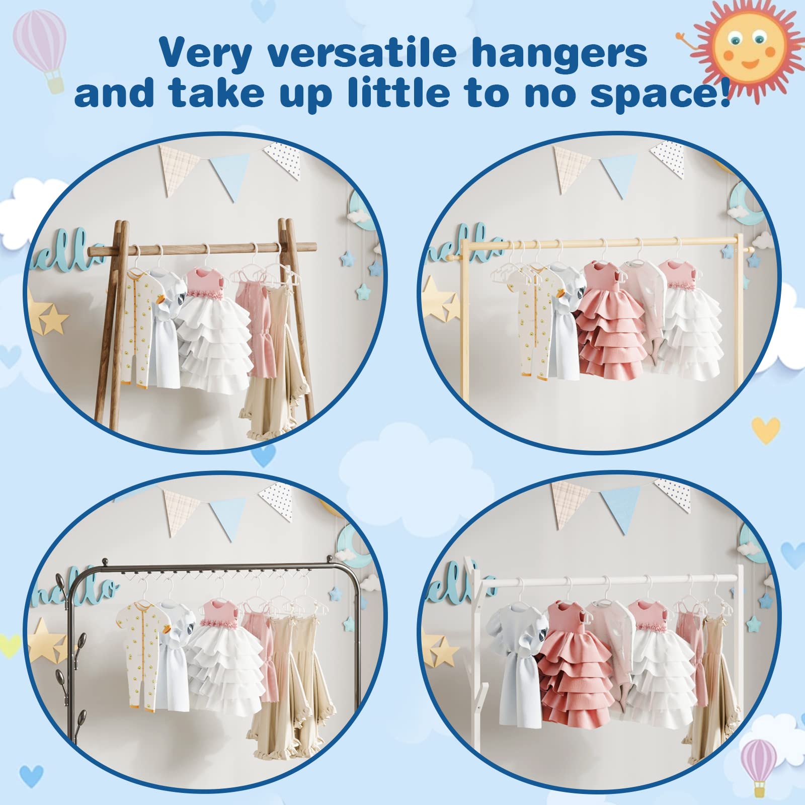 GoodtoU Baby Hangers for Closet 60Pack White Baby Clothes Hangers Bulk Kids Plastic Hangers Toddler Hangers Plastic Infant Hangers for Closet