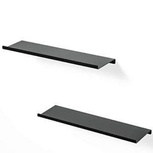 sriwatana black metal wall shelves, 2 set floating shelves for bedroom, living room, bathroom, kitchen - matte black