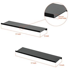 SRIWATANA Black Metal Wall Shelves, 2 Set Floating Shelves for Bedroom, Living Room, Bathroom, Kitchen - Matte Black