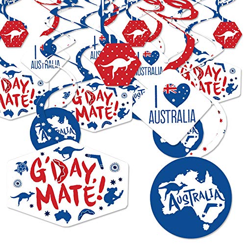 Big Dot of Happiness Australia Day - G’Day Mate Aussie Party Hanging Decor - Party Decoration Swirls - Set of 40