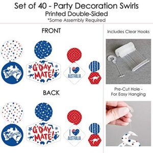 Big Dot of Happiness Australia Day - G’Day Mate Aussie Party Hanging Decor - Party Decoration Swirls - Set of 40