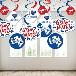 Big Dot of Happiness Australia Day - G’Day Mate Aussie Party Hanging Decor - Party Decoration Swirls - Set of 40