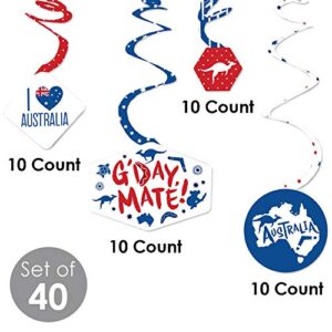 Big Dot of Happiness Australia Day - G’Day Mate Aussie Party Hanging Decor - Party Decoration Swirls - Set of 40