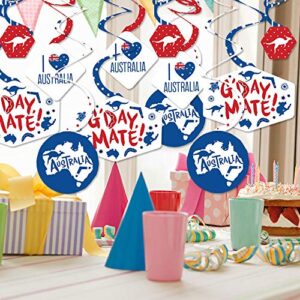 Big Dot of Happiness Australia Day - G’Day Mate Aussie Party Hanging Decor - Party Decoration Swirls - Set of 40