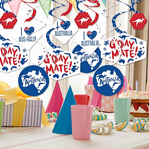 Big Dot of Happiness Australia Day - G’Day Mate Aussie Party Hanging Decor - Party Decoration Swirls - Set of 40