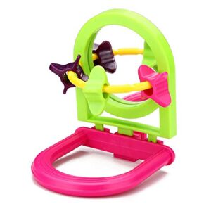 Bird Mirror Toys with Paddle Wheels and Perch for arrot Budgies Parakeet Cockatiels Conure Lovebirds