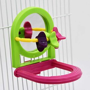 Bird Mirror Toys with Paddle Wheels and Perch for arrot Budgies Parakeet Cockatiels Conure Lovebirds