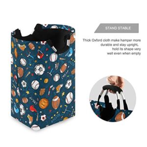 MOYYO Healthy Ball Sports Laundry Basket Collapsible Laundry Hamper Bag Oxford Fabric Laundry Bin Large Storage Basket with Handles for Kid Room Toy Bin Bathroom Clothing Organizer Nursey Hamper