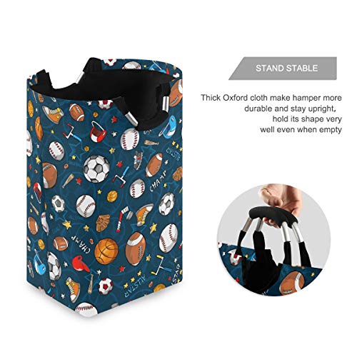 MOYYO Healthy Ball Sports Laundry Basket Collapsible Laundry Hamper Bag Oxford Fabric Laundry Bin Large Storage Basket with Handles for Kid Room Toy Bin Bathroom Clothing Organizer Nursey Hamper