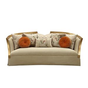 Acme Furniture Upholstered Sofas, Tan and Antique Gold