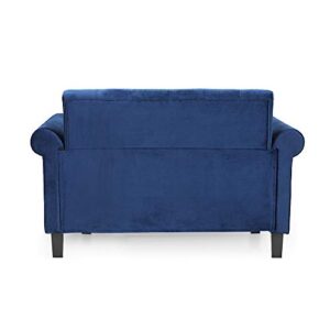 Furinno Bastia Vintage Modern Chesterfield Button Tufted Loveseat/Sofa Couch for Living Room, Navy Velvet