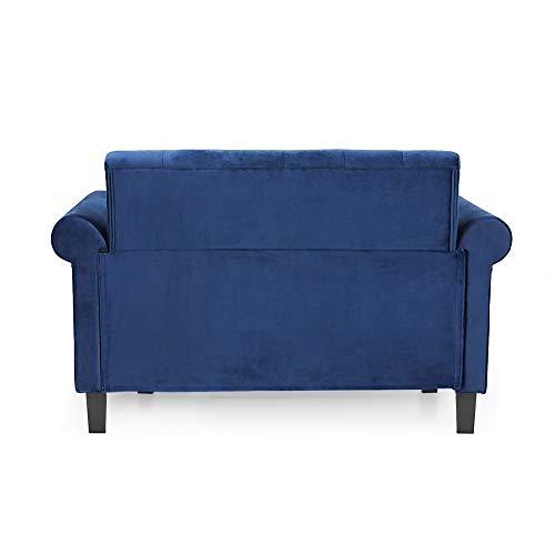 Furinno Bastia Vintage Modern Chesterfield Button Tufted Loveseat/Sofa Couch for Living Room, Navy Velvet