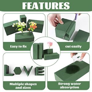 Toopify 6 Pcs Floral Foam, Wet and Dry Floral Foam Blocks Flower Arrangement Kit for Fresh or Silk Artificial Flowers (Green, 9" L x 3.1" W x 4.3" H)