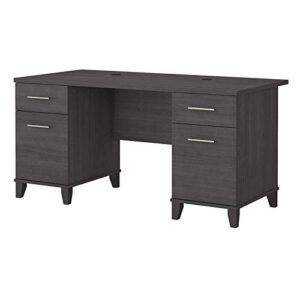 bush furniture somerset 60w office desk with drawers in storm gray