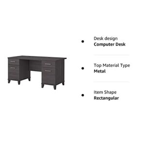 Bush Furniture Somerset 60W Office Desk with Drawers in Storm Gray