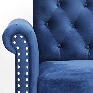 Furinno Bastia Vintage Modern Chesterfield Button Tufted 3-Seater Sofa Couch for Living Room, Navy Velvet