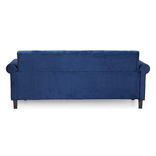 Furinno Bastia Vintage Modern Chesterfield Button Tufted 3-Seater Sofa Couch for Living Room, Navy Velvet