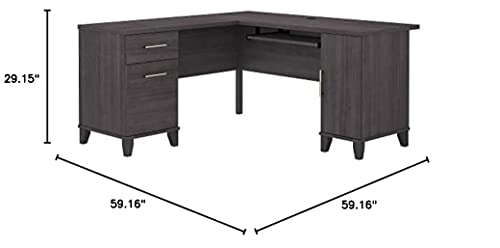 Bush Furniture Somerset 60W L Shaped Desk with Storage in Storm Gray