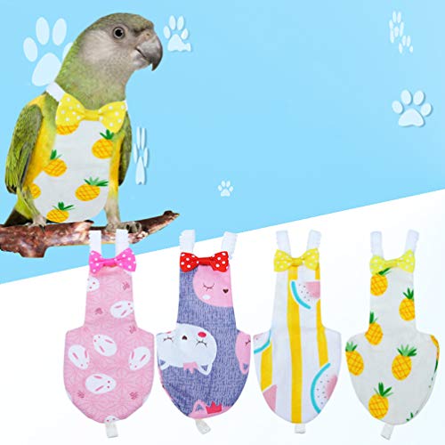 POPETPOP 2Pcs Bird Diaper Parrot Flight Suit Bird Parrot Nappy Pant Pilot Clothing for Small Cockatiel Parakeet, Size M, Random Style