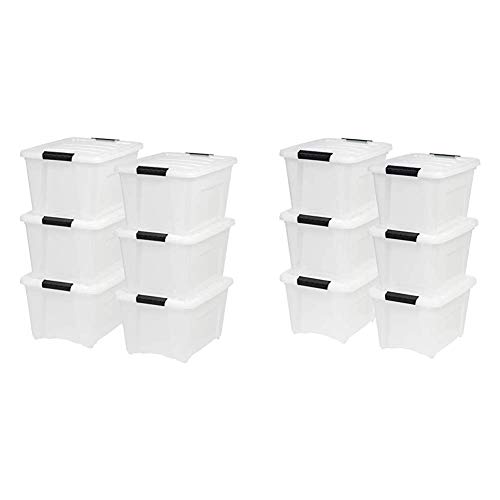 IRIS USA, Inc. TB-28 32 Quart Stack & Pull Box, Multi-Purpose Storage Bin, 6 Pack with Inc TB-17 19 Quart Stack & Pull Box, Multi-Purpose Storage Bin, 6 Pack