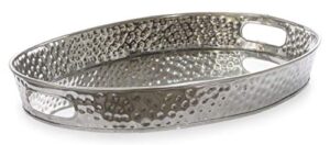 monarch abode hand hammered oval stainless steel decorative serving tray, nickel