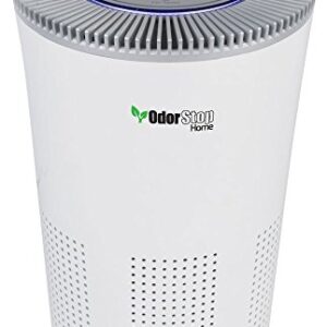 OdorStop HEPA Air Purifier with H13 HEPA Filter, UV Light, Active Carbon, Multi-Speed, Sleep Mode and Timer (Bright White)