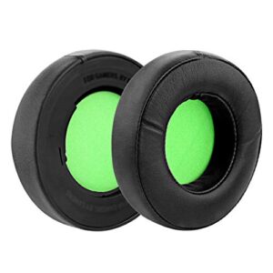 Geekria QuickFit Protein Leather Replacement Ear Pads for Razer Kraken 7.1 Chroma V2 USB Gaming Headset Headphones Earpads, Headset Ear Cushion Repair Parts (Black/Green)