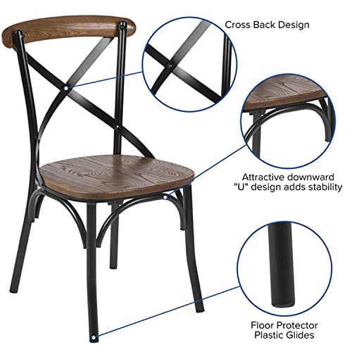 Flash Furniture Advantage X-Back Chair with Metal Bracing and Fruitwood Seat