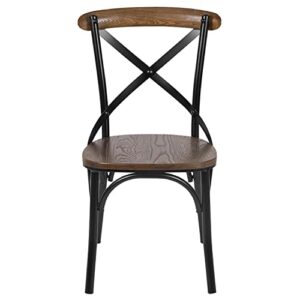 Flash Furniture Advantage X-Back Chair with Metal Bracing and Fruitwood Seat