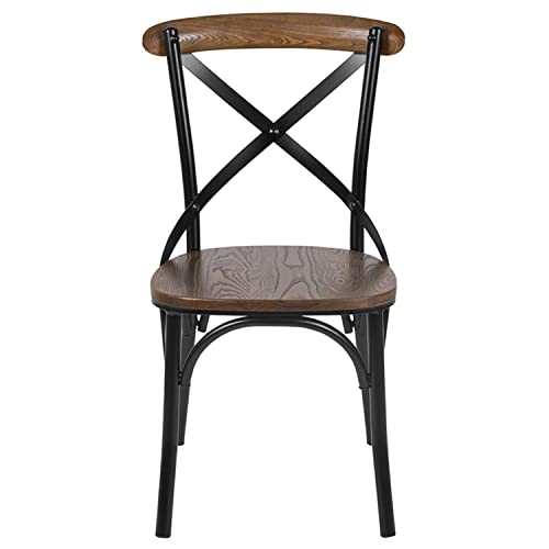 Flash Furniture Advantage X-Back Chair with Metal Bracing and Fruitwood Seat