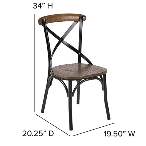 Flash Furniture Advantage X-Back Chair with Metal Bracing and Fruitwood Seat