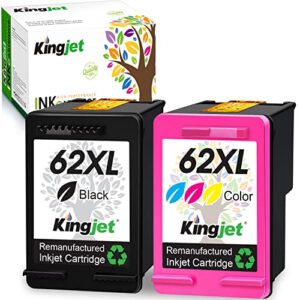 kingjet 62xl ink cartridges black and color remanufactured replacement for hp 62 xl ink for envy 7640 5660 5540 5640 5642 7645 5644 5549 officejet 5740 5741 5780 officejet 200 250 printer
