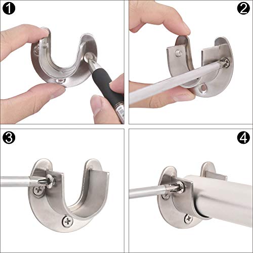 Closet Rod Brackets Heavy Duty Stainless Steel Closet Rod Holder U Shape Socket Bracket End for Shower Rod Holder Closet Rar Bracket Closet Pole Socket 1 inch Curtain Rod Bracket with Screws 2 Sets