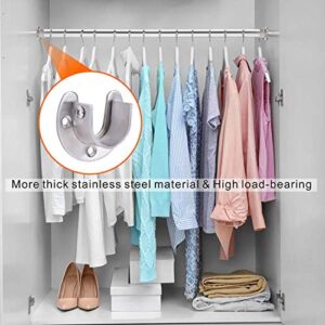 Closet Rod Brackets Heavy Duty Stainless Steel Closet Rod Holder U Shape Socket Bracket End for Shower Rod Holder Closet Rar Bracket Closet Pole Socket 1 inch Curtain Rod Bracket with Screws 2 Sets