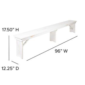 Flash Furniture HERCULES Series 9' x 40" Antique Rustic White Folding Farm Table and Four Bench Set