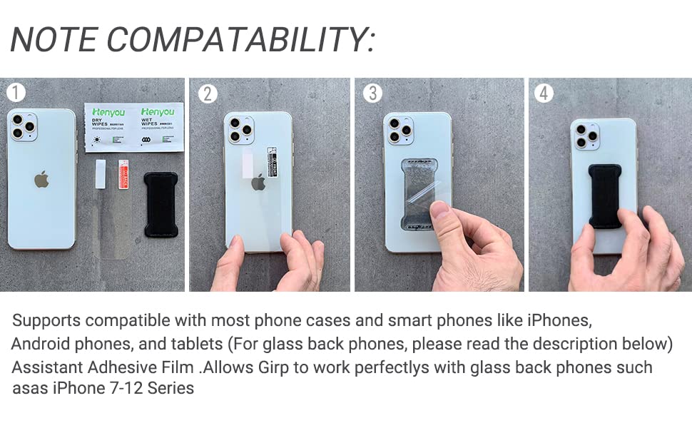 WUOJI - Finger Strap Phone Holder - Ultra Thin Anti-Slip Universal Cell Phone Grips Band Holder for Back of Phone - 2Pack(Black)