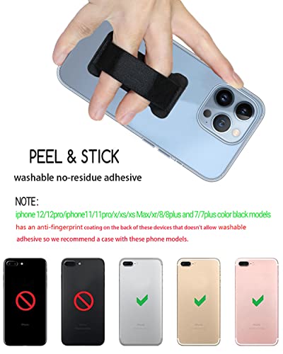 WUOJI - Finger Strap Phone Holder - Ultra Thin Anti-Slip Universal Cell Phone Grips Band Holder for Back of Phone - 2Pack(Black)