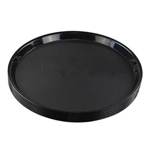 obstnny black plastic serving tray, 13.5" round food service tray, 6 packs