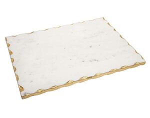 white marble challah, cutting, carving board with gold trim by godinger - 16" x 12"