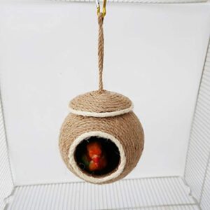 POPETPOP Hamster Toys Bird Toys Handing Bird Nest House - Weaving Rope Natural Shell Bird House, Lovebirds Breeding Nesting Box for Small Animal, Bird Cage Toy Hamster Toys Bird Toys