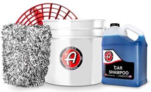 adam’s car wash kit complete with bucket & grit guard - auto detailing & car cleaning kit | ph best car wash soap for snow foam cannon, foam gun, car soap wash for pressure washer