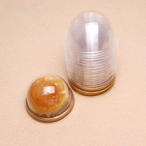 NUOBESTY Individual Cupcake Boxes, 100pcs Golden Tray Round Plastic Transparent Dome Cupcake Boxes Egg-Yolk Puff Food Container Single Mooncake Dome Boxes Baking Packing Box |2.75x2.75x1.96 inch