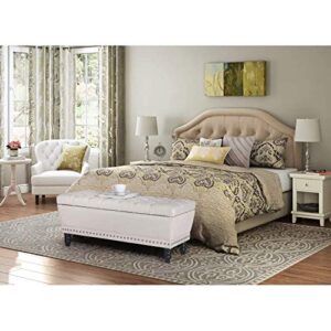 Homebeez Storage Ottoman Bench Tufted Foot Rest Stool with Nailhead Trim (Beige)