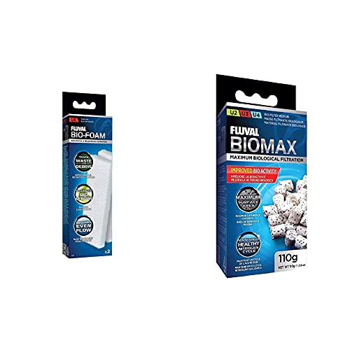 Fluval U3 Underwater Filter Media Replacement Bundle, 2-Pack Foam Pad and BioMax, Filter Media for Aquariums up to 40 Gallons