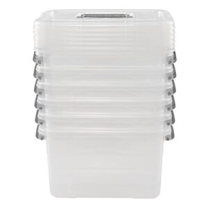 pekky 5.5 quart plastic latching storage bin with handle, 6 packs small stackable container box