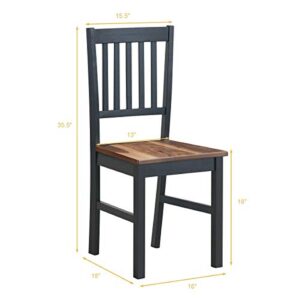 COSTWAY Set of 4 Dining Chairs, Dining Room Side Chair with Slat Back, Rubber Wood Legs Armless Chair with Black Base and Walnut Seat Ideal for Home, Kitchen, Dining Room