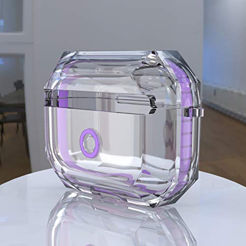 Hemobllo Compatible for AirPods Pro Case Cover - Transparent Protective Case Skin Drop-Proof Soft TPU Case Compatible with AirPods Pro Charging Case (Purple)