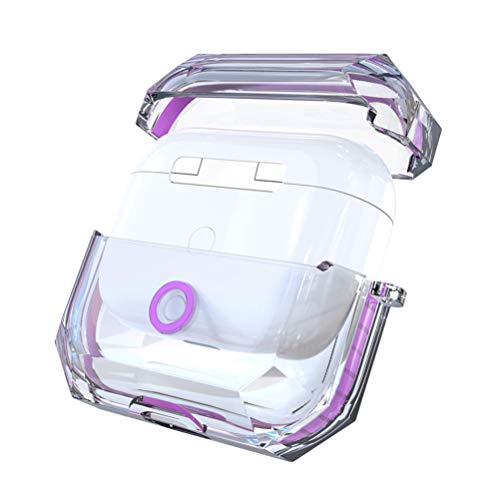 Hemobllo Compatible for AirPods Pro Case Cover - Transparent Protective Case Skin Drop-Proof Soft TPU Case Compatible with AirPods Pro Charging Case (Purple)