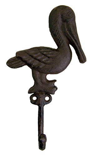 Wowser Rustic Brown Cast Iron Pelican Wall Hooks, Set of 3, 7 1/2 Inch