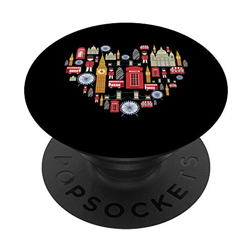 London Icons In Heart - London Souvenir PopSockets Swappable PopGrip